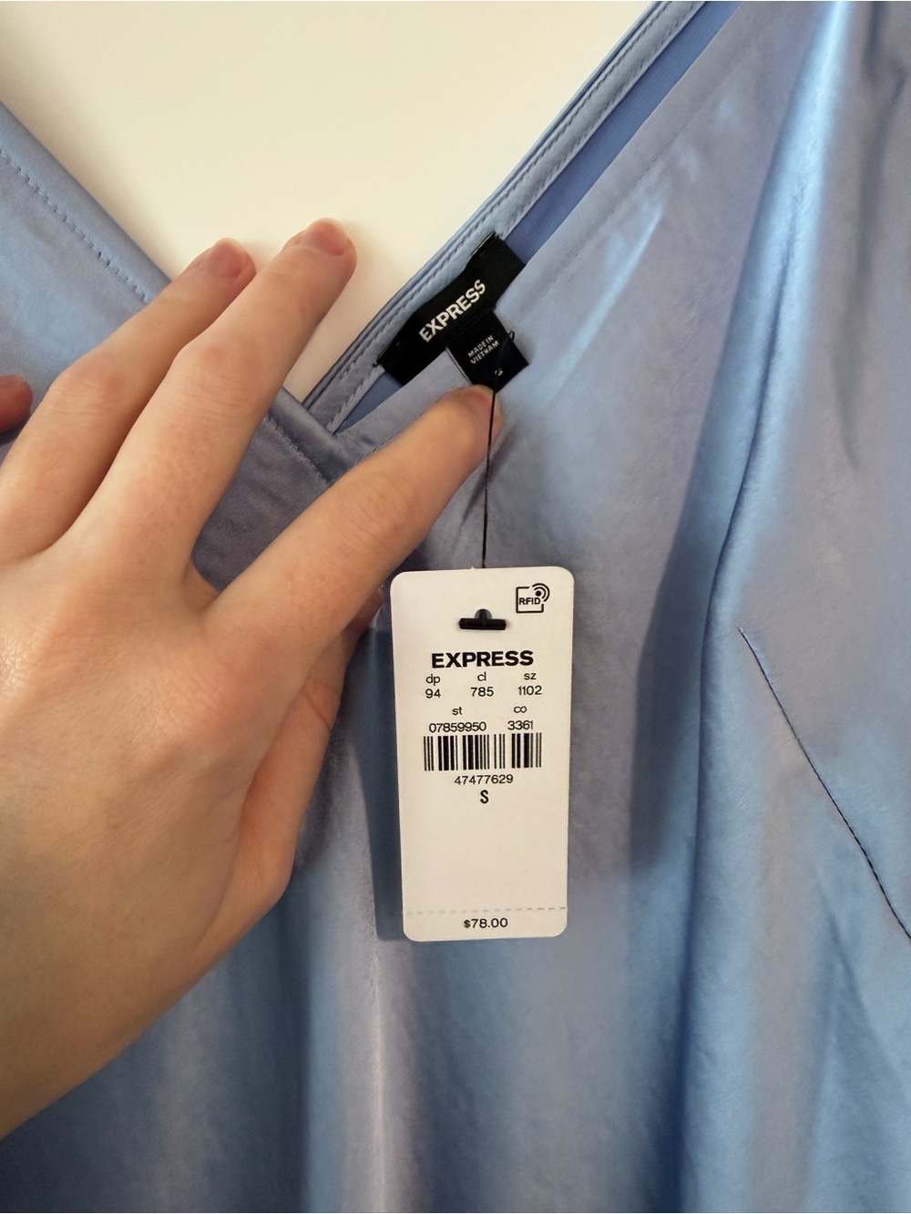 Express Light Blue Satin Slip Dress - Picture 5 of 7